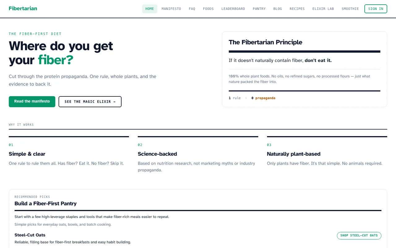 Fibertarian home page: Where do you get your fiber?